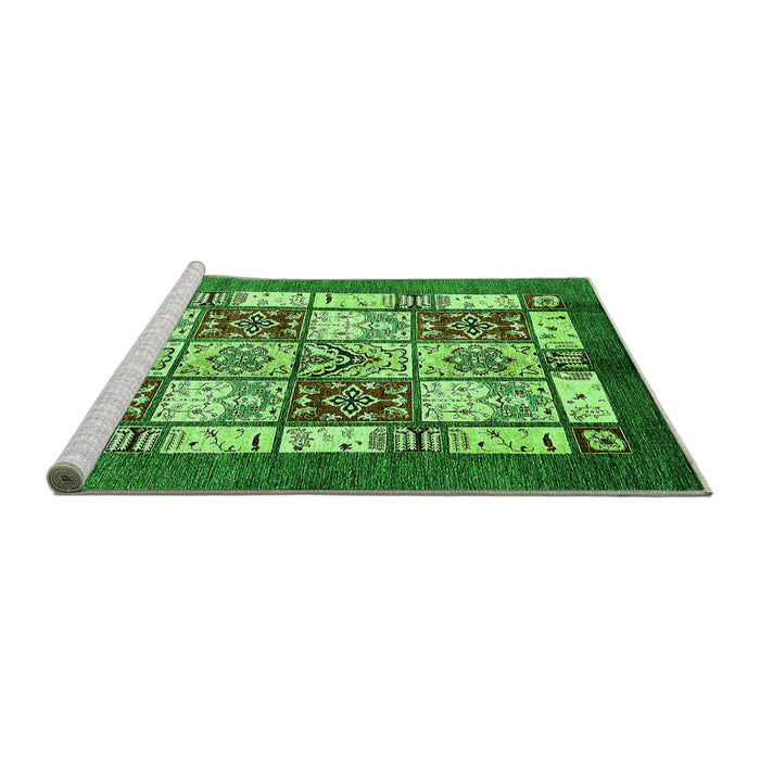 Sideview of Machine Washable Abstract Green Modern Area Rugs, wshabs510grn