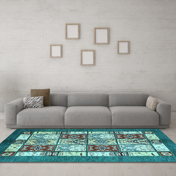 Machine Washable Abstract Light Blue Modern Rug in a Living Room, wshabs510lblu