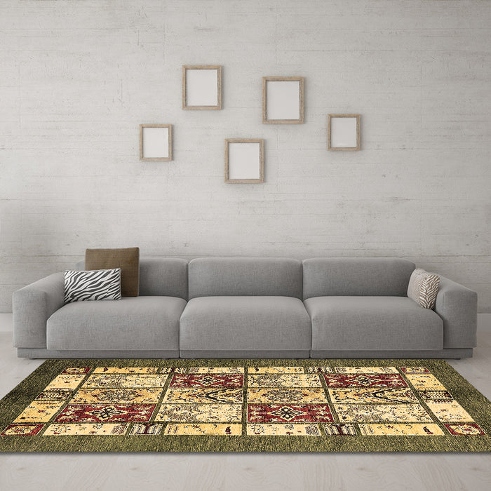 Machine Washable Abstract Brown Modern Rug in a Living Room,, wshabs510brn