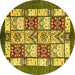 Round Machine Washable Abstract Yellow Modern Rug, wshabs510yw