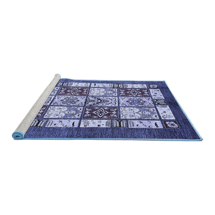 Sideview of Machine Washable Abstract Blue Modern Rug, wshabs510blu