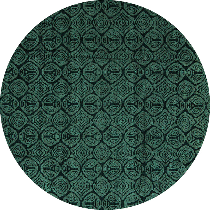 Round Abstract Turquoise Modern Rug, abs5110turq