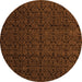 Round Abstract Orange Modern Rug, abs5110org