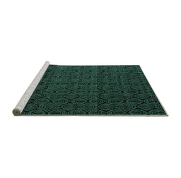 Sideview of Machine Washable Abstract Turquoise Modern Area Rugs, wshabs5110turq