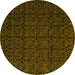 Round Machine Washable Abstract Yellow Modern Rug, wshabs5110yw