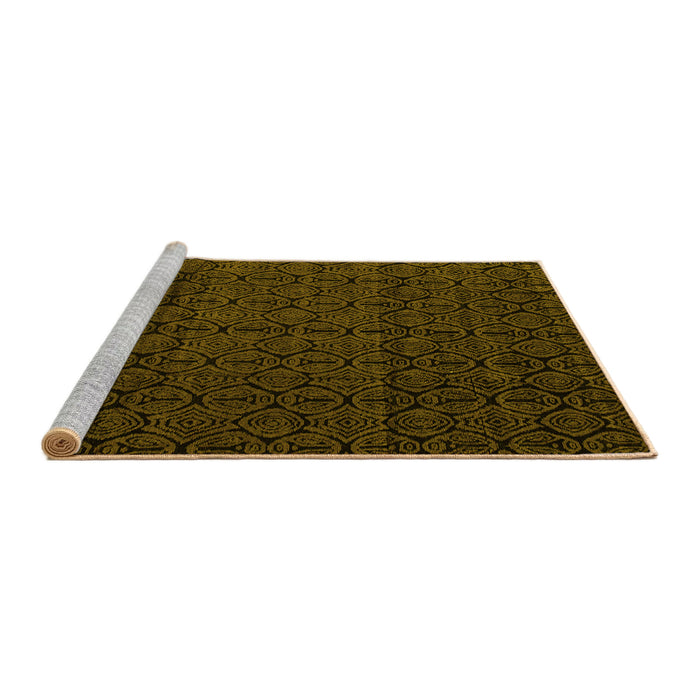 Sideview of Machine Washable Abstract Yellow Modern Rug, wshabs5110yw