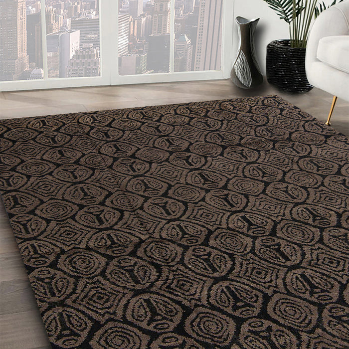 Machine Washable Abstract Coffee Brown Rug in a Family Room, wshabs5110