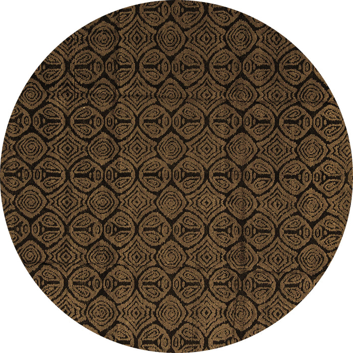 Round Machine Washable Abstract Brown Modern Rug, wshabs5110brn