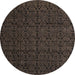 Round Machine Washable Abstract Coffee Brown Rug, wshabs5110