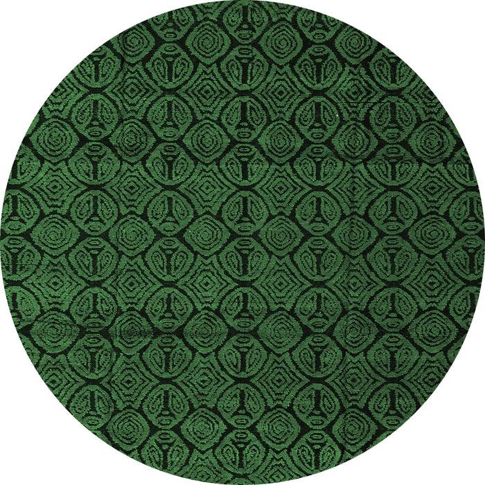 Round Abstract Emerald Green Modern Rug, abs5110emgrn