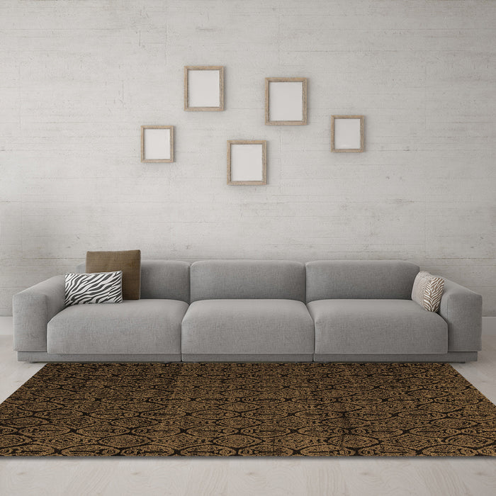 Machine Washable Abstract Brown Modern Rug in a Living Room,, wshabs5110brn