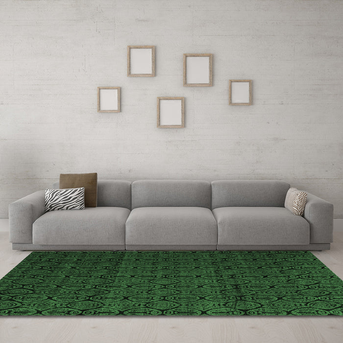 Machine Washable Abstract Emerald Green Modern Area Rugs in a Living Room,, wshabs5110emgrn