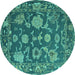 Round Oriental Turquoise Traditional Rug, abs5111turq