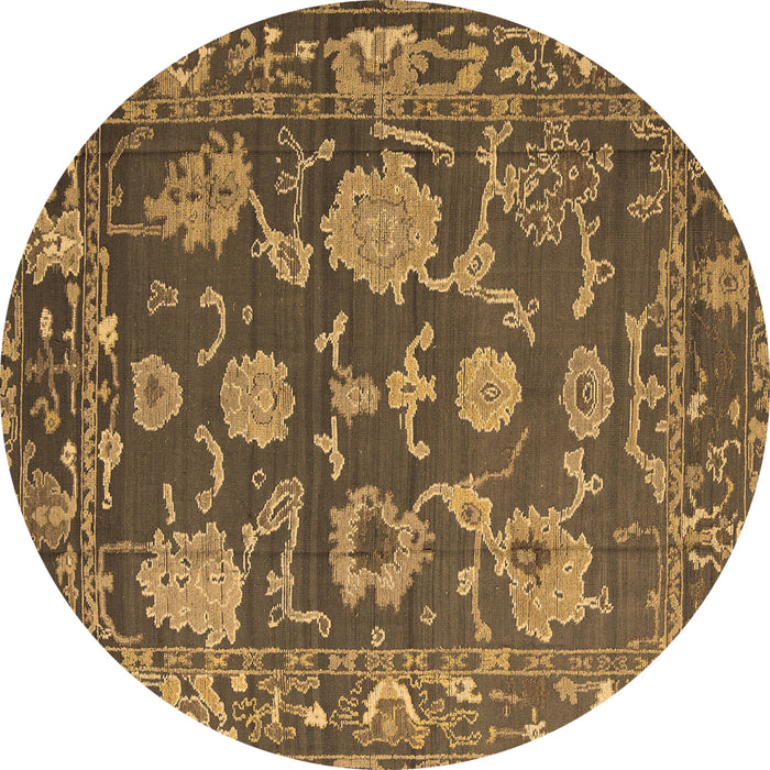 Round Oriental Brown Traditional Rug, abs5111brn