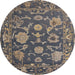 Round Machine Washable Abstract Gray Rug, wshabs5111