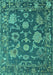 Machine Washable Oriental Turquoise Traditional Area Rugs, wshabs5111turq