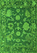 Machine Washable Oriental Green Traditional Area Rugs, wshabs5111grn