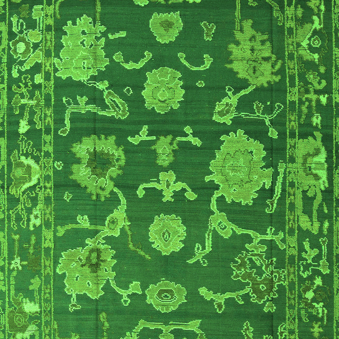 Machine Washable Oriental Green Traditional Area Rugs, wshabs5111grn