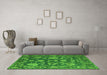 Machine Washable Oriental Green Traditional Area Rugs in a Living Room,, wshabs5111grn