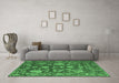 Machine Washable Oriental Emerald Green Traditional Area Rugs in a Living Room,, wshabs5111emgrn