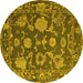 Round Oriental Yellow Traditional Rug, abs5111yw