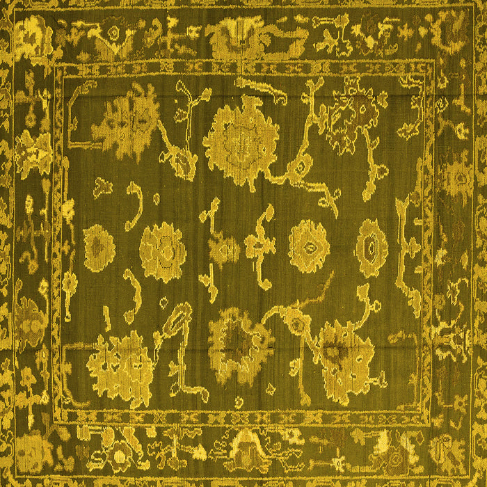 Square Machine Washable Oriental Yellow Traditional Rug, wshabs5111yw