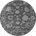 Round Machine Washable Oriental Gray Traditional Rug, wshabs5111gry