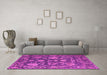 Machine Washable Oriental Pink Traditional Rug in a Living Room, wshabs5111pnk