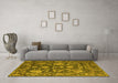 Machine Washable Oriental Yellow Traditional Rug in a Living Room, wshabs5111yw