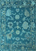 Machine Washable Oriental Light Blue Traditional Rug, wshabs5111lblu