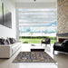 Square Abstract Gray Oriental Rug in a Living Room, abs5111