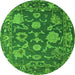 Round Oriental Green Traditional Rug, abs5111grn