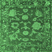 Square Machine Washable Oriental Emerald Green Traditional Area Rugs, wshabs5111emgrn