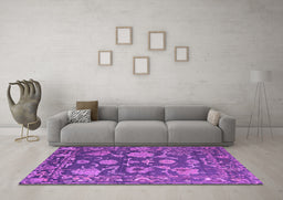 Machine Washable Oriental Purple Traditional Area Rugs in a Living Room, wshabs5111pur