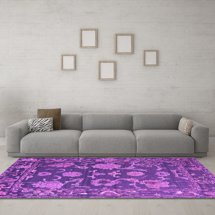 Machine Washable Oriental Purple Traditional Area Rugs in a Living Room, wshabs5111pur