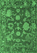 Machine Washable Oriental Emerald Green Traditional Area Rugs, wshabs5111emgrn