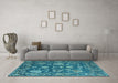 Machine Washable Oriental Light Blue Traditional Rug in a Living Room, wshabs5111lblu