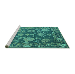 Sideview of Machine Washable Oriental Turquoise Traditional Area Rugs, wshabs5111turq