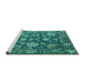 Sideview of Machine Washable Oriental Turquoise Traditional Area Rugs, wshabs5111turq