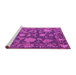 Sideview of Machine Washable Oriental Pink Traditional Rug, wshabs5111pnk