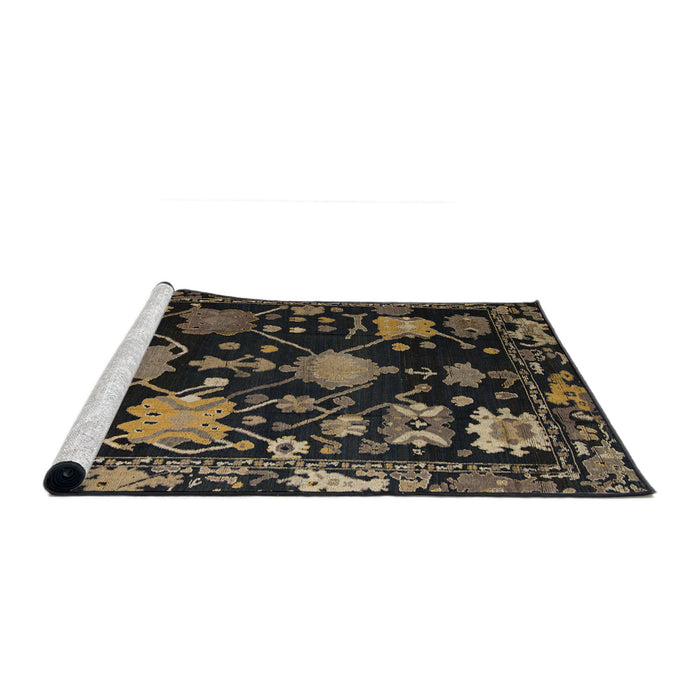 Sideview of Machine Washable Abstract Dark Gold Brown Rug, wshabs5112