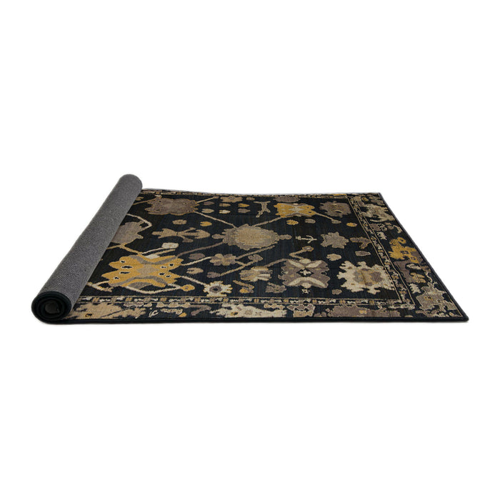 Sideview of Abstract Dark Gold Brown Modern Rug, abs5112