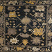 Square Abstract Dark Gold Brown Modern Rug, abs5112