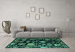 Machine Washable Abstract Turquoise Modern Area Rugs in a Living Room,, wshabs5112turq