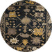 Round Machine Washable Abstract Dark Gold Brown Rug, wshabs5112