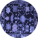 Round Abstract Blue Modern Rug, abs5112blu