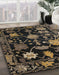 Abstract Dark Gold Brown Modern Rug in Family Room, abs5112