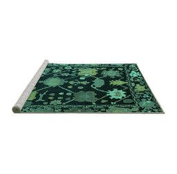 Sideview of Machine Washable Abstract Turquoise Modern Area Rugs, wshabs5112turq