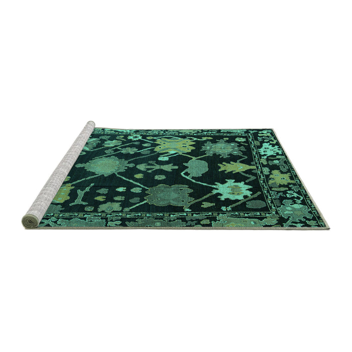 Sideview of Machine Washable Abstract Turquoise Modern Area Rugs, wshabs5112turq