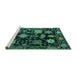 Sideview of Machine Washable Abstract Turquoise Modern Area Rugs, wshabs5112turq